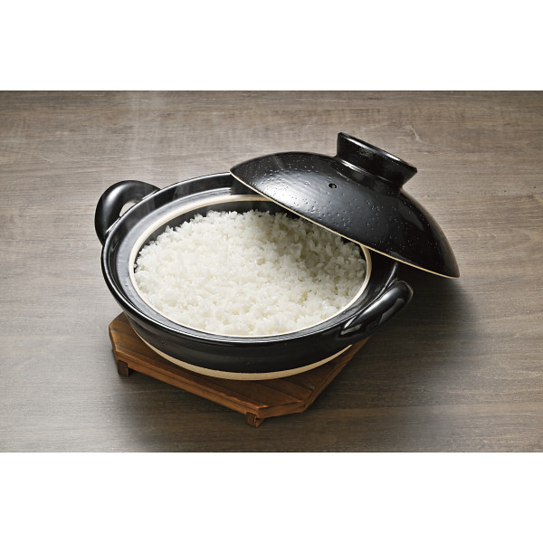 長谷園　伊賀８号土鍋黒釉のサムネイル画像1