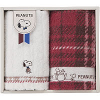 スヌーピーチェック　ウォッシュタオル２枚セット