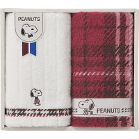 スヌーピーチェック　フェイスタオル２枚セット