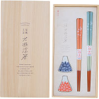 桐箱入　箸置き付夫婦箸　富士見桜