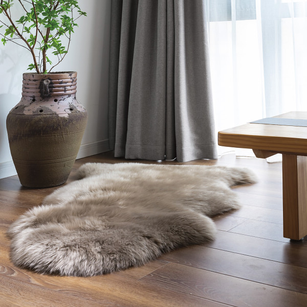 洗えるムートン長毛ラグ　グレージュ グレージュのサムネイル画像1