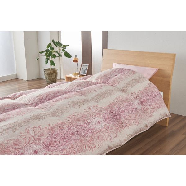 グレーグースダウン９０％羽毛ふとん ピンクのサムネイル画像2