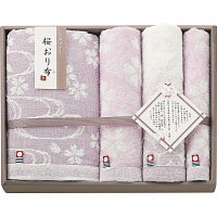 桜おり布　バス・フェイス・ウォッシュタオルセット パープル 