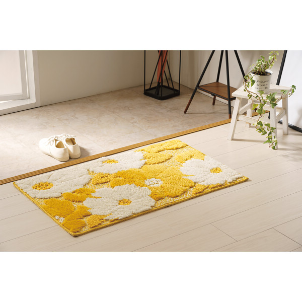 洗濯機で洗える玄関マット イエローのサムネイル画像1