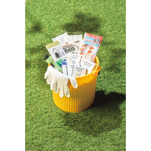 座れる防災バケツセット　１５点 イエローのサムネイル画像1