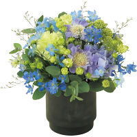 生花アレンジブルーＭ（ボックス：ブラック）