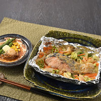 北海道鮭のちゃんちゃん焼きと帆立バター焼き