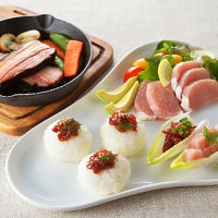 しばれ生ハム・牛生ハムユッケ＆農家のベーコンステーキ