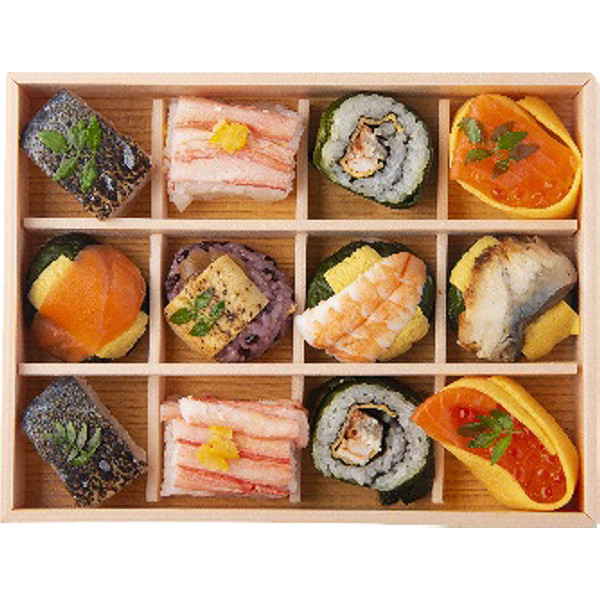奈良「梅守本店」あでやか手鞠わさび葉寿し１５個のサムネイル画像1