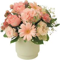 生花アレンジピンクＭ（ボックス：ミルキーホワイト）