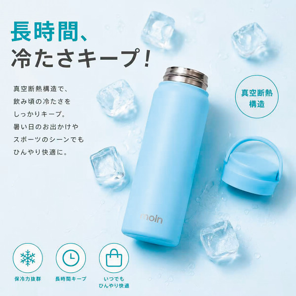 モルン　たためるハンドル型真空断熱スリムボトル　ロング（１ｌ） グレーのサムネイル画像2
