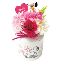 【母の日専用】スヌーピーフラワーキャニスターＨＵＧ（プリザーブドフラワー）