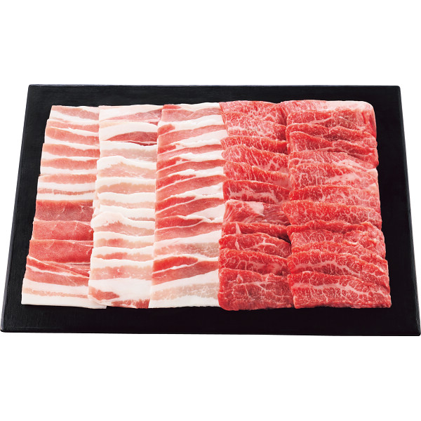 鹿児島黒豚・黒毛和牛　バラ　焼肉セット（計６００ｇ）