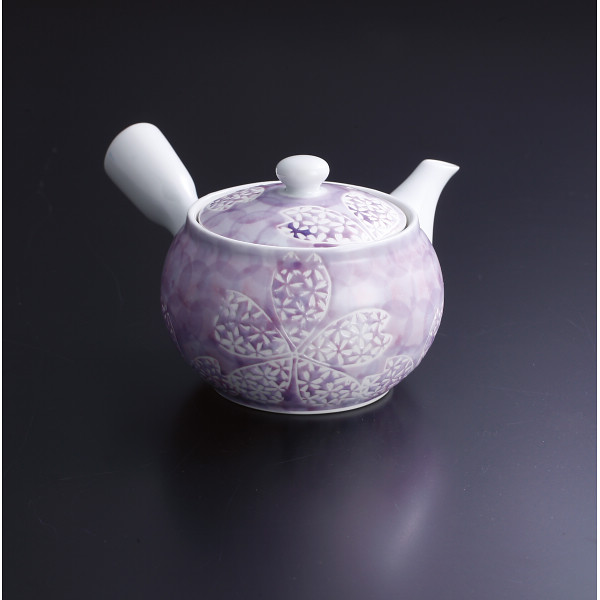 波佐見焼　花詰　茶こし付急須 パープルのサムネイル画像1