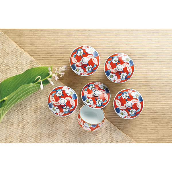 伊万里焼　色彩山茶花　汲出揃のサムネイル画像1