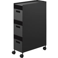 収納バスケットワゴン　３段 ブラック 