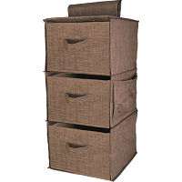 吊り下げ収納ラック３段　ＢＯＸ ブラウン 