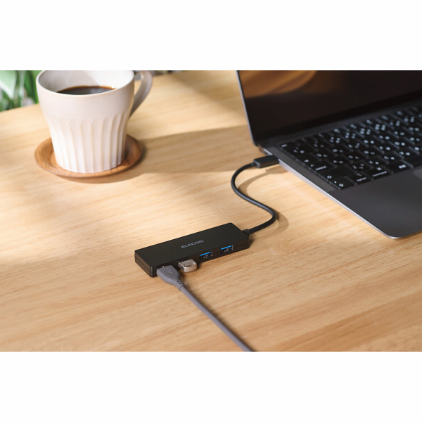 エレコム　Ｔｙｐｅ－Ｃ　ハブ　ＵＳＢ３．２　Ｇｅｎ１　ＵＳＢ－Ａ×４ ブラックのサムネイル画像2